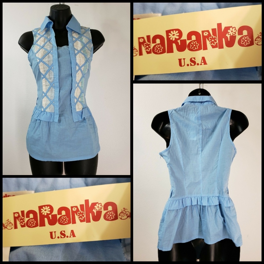 Naranka Women Sleeveless Fitted Top Blouse Large